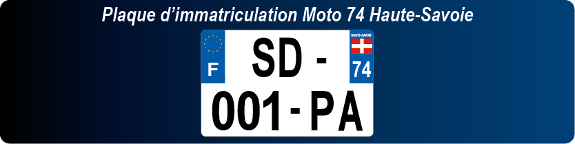 Plaque immatriculation plexiglass Moto 74 Haute-Savoie