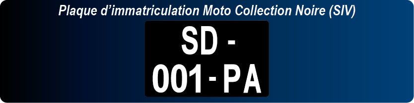 Plaque immatriculation moto Collection Fond Noir