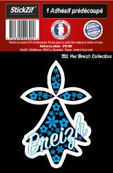 1 sticker hermine bleu fleur Her'Breizh collection