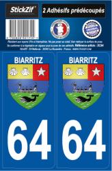 2 stickers city 64 Biarritz