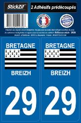2 stickers régions département 29 + 2 stickers pays France Europe