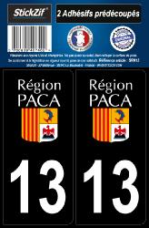 2 stickers régions noirs département 13