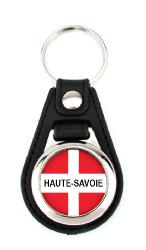 Porte clé simili-cuir rond drapeau Haute-Savoie