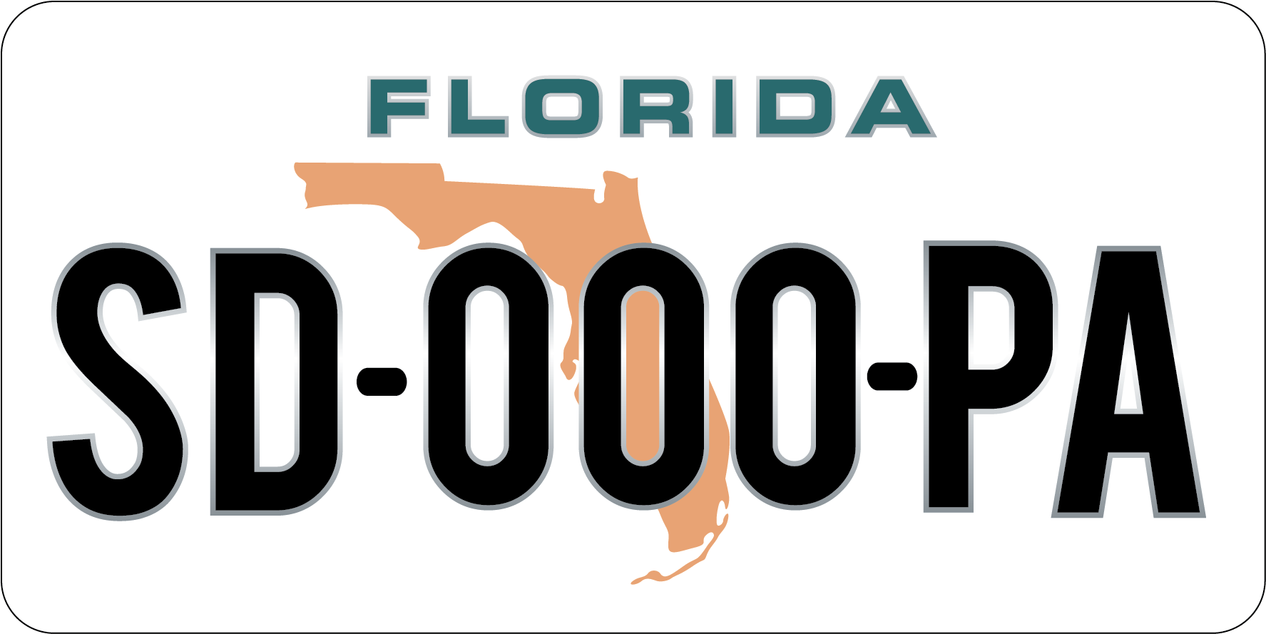 Plaque d'immatriculation plexiglass Floride format US 30x15