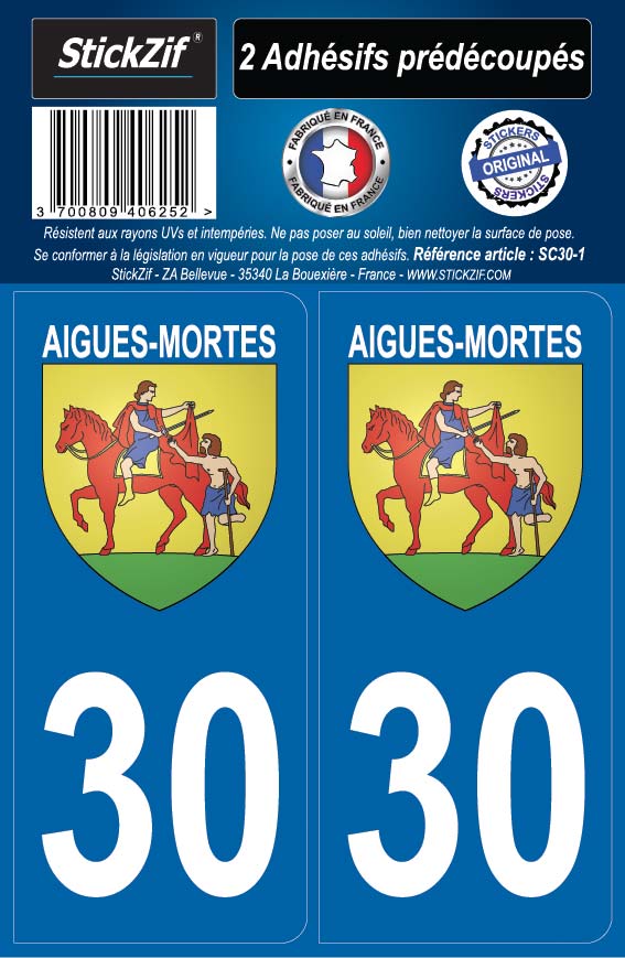 2 stickers city 30 Aigues-Mortes