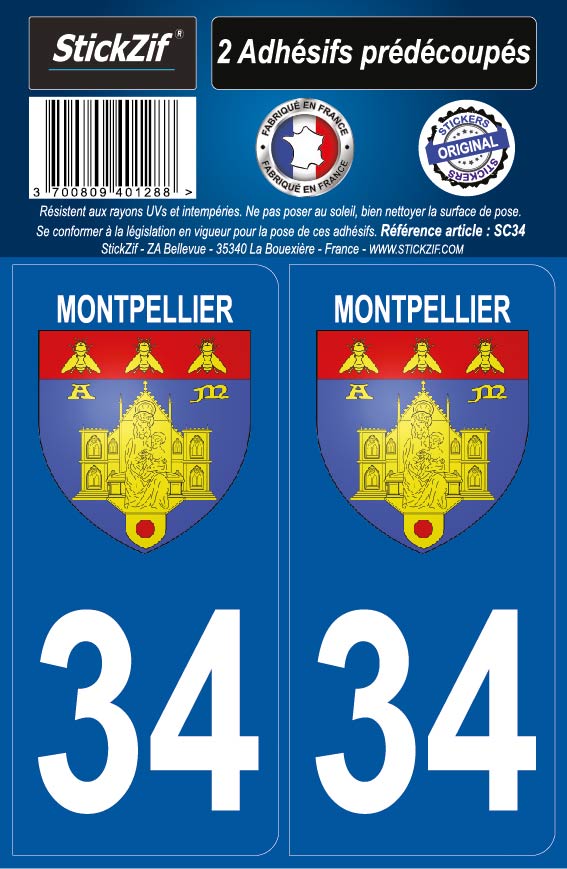 2 stickers city 34 Montpellier