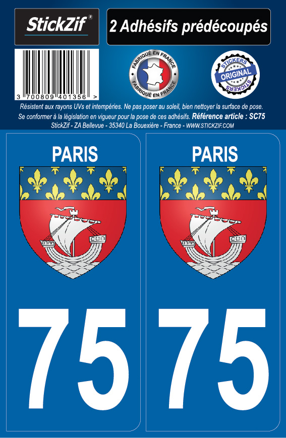 2 stickers city 75 Paris