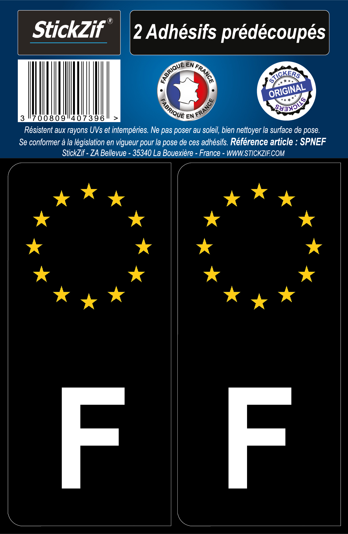 2 Stickers autocollant plaque immatriculation : F France