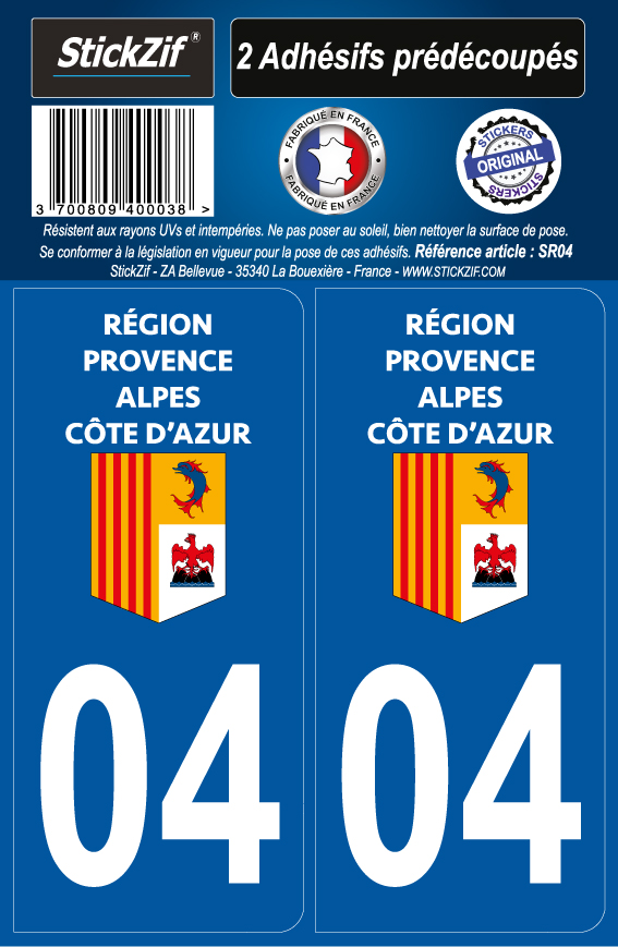 2 stickers régions département 04