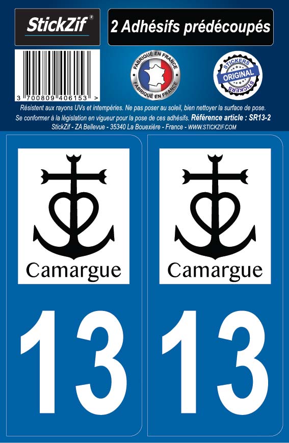 2 stickers régions 13 Camargue Noir