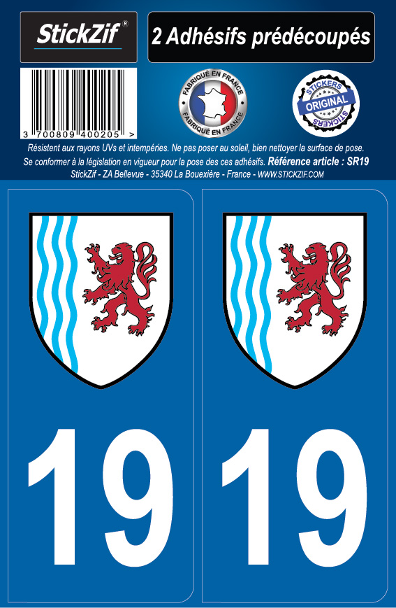 2 stickers régions département 19
