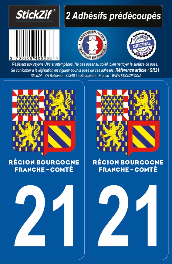 2 stickers régions département 21