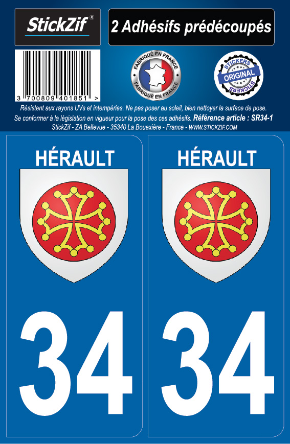 2 stickers régions 34 Hérault