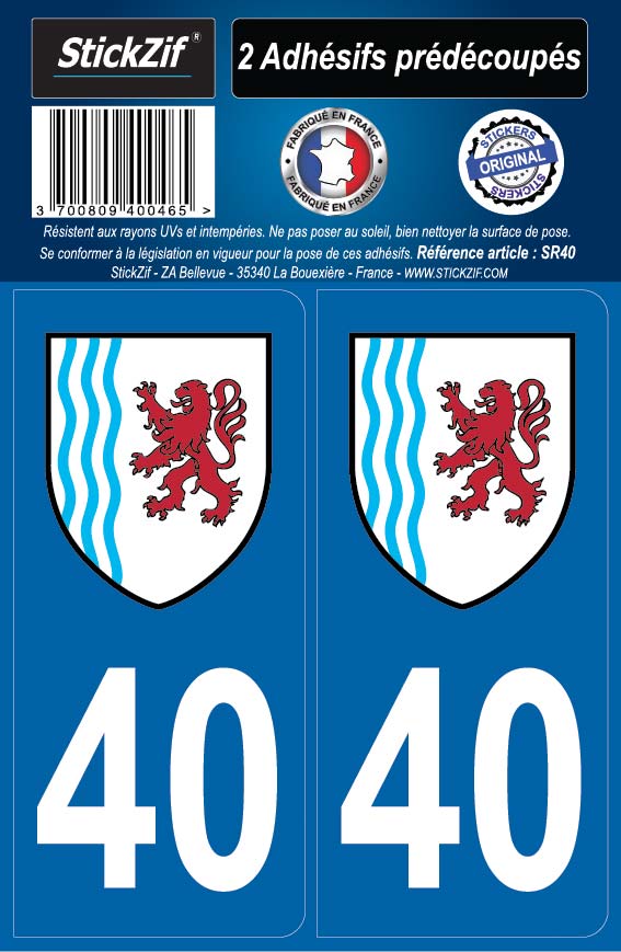 LogoType 40 Nouvelle Aquitaine 2 Stickers autocollant plaque immatriculation 