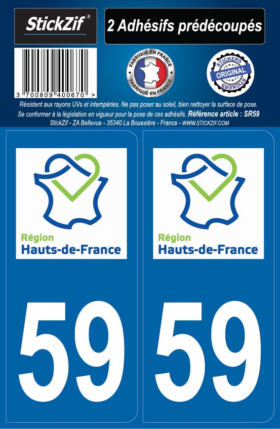 2 stickers régions département 59