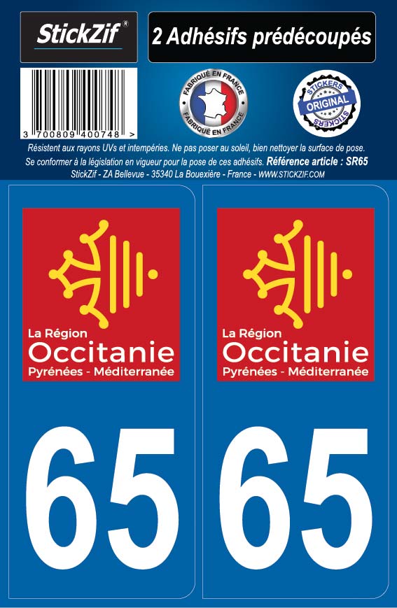 2 stickers régions département 65