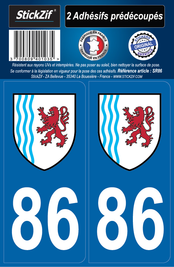 2 stickers régions département 86