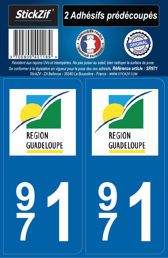2 stickers régions département 971