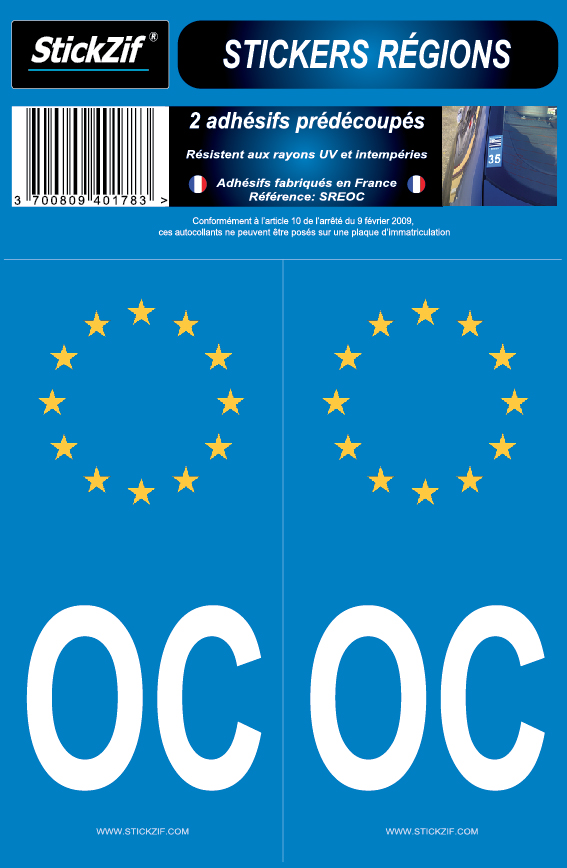 2 stickers régions Occitanie Europe