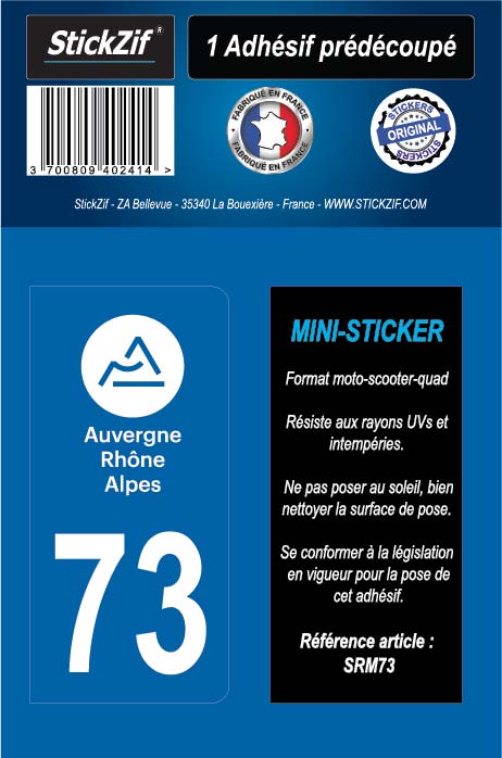1 mini-sticker régions scooter/moto/quad département 73