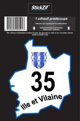 1 Sticker carte 35 Ille et Vilaine