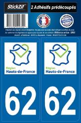 2 stickers régions département 62