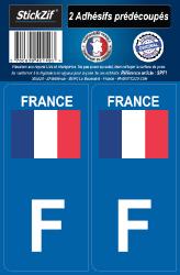 2 stickers pays drapeau France