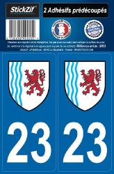2 stickers régions département 23