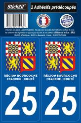 2 stickers régions département 25