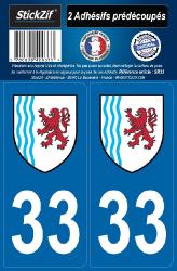 2 stickers régions département 33