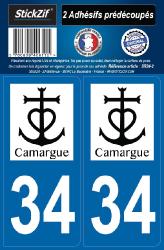 2 stickers régions 34 Camargue Noir