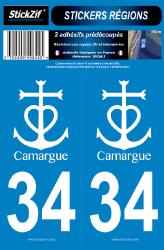 2 stickers régions 34 Camargue blanc