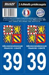 2 stickers régions département 39