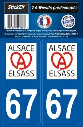 2 stickers régions 67 Alsace - Elsass
