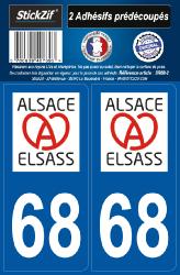 2 stickers régions 68 Alsace - Elsass