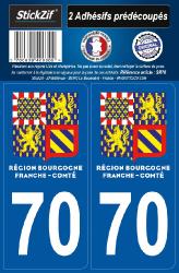 2 stickers régions département 70