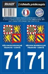 2 stickers régions département 71