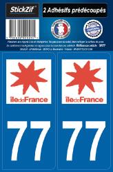 2 stickers régions département 77