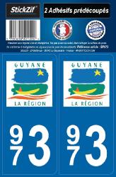 2 stickers régions département 973