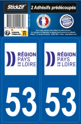 2 stickers régions département 53