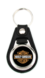 Porte clé simili-cuir rond Harley-Davidson