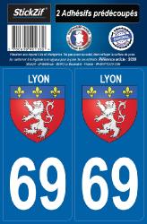 2 stickers city 69 Lyon