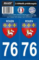 2 stickers city 76 Rouen