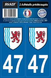 2 stickers régions département 47