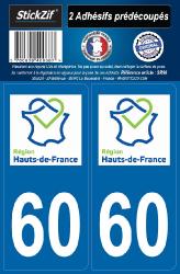2 stickers régions département 60