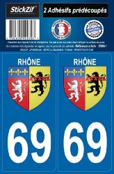 2 stickers régions 69 Rhône