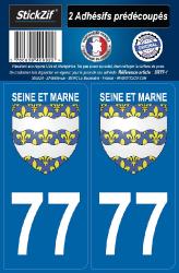 2 stickers régions 77 Seine et Marne