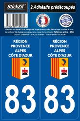 2 stickers régions département 83