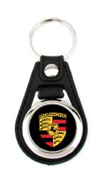 Porte clé simili-cuir rond Porsche