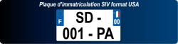 Plaque immatriculation auto système SIV format USA 30,5x15,2 CM